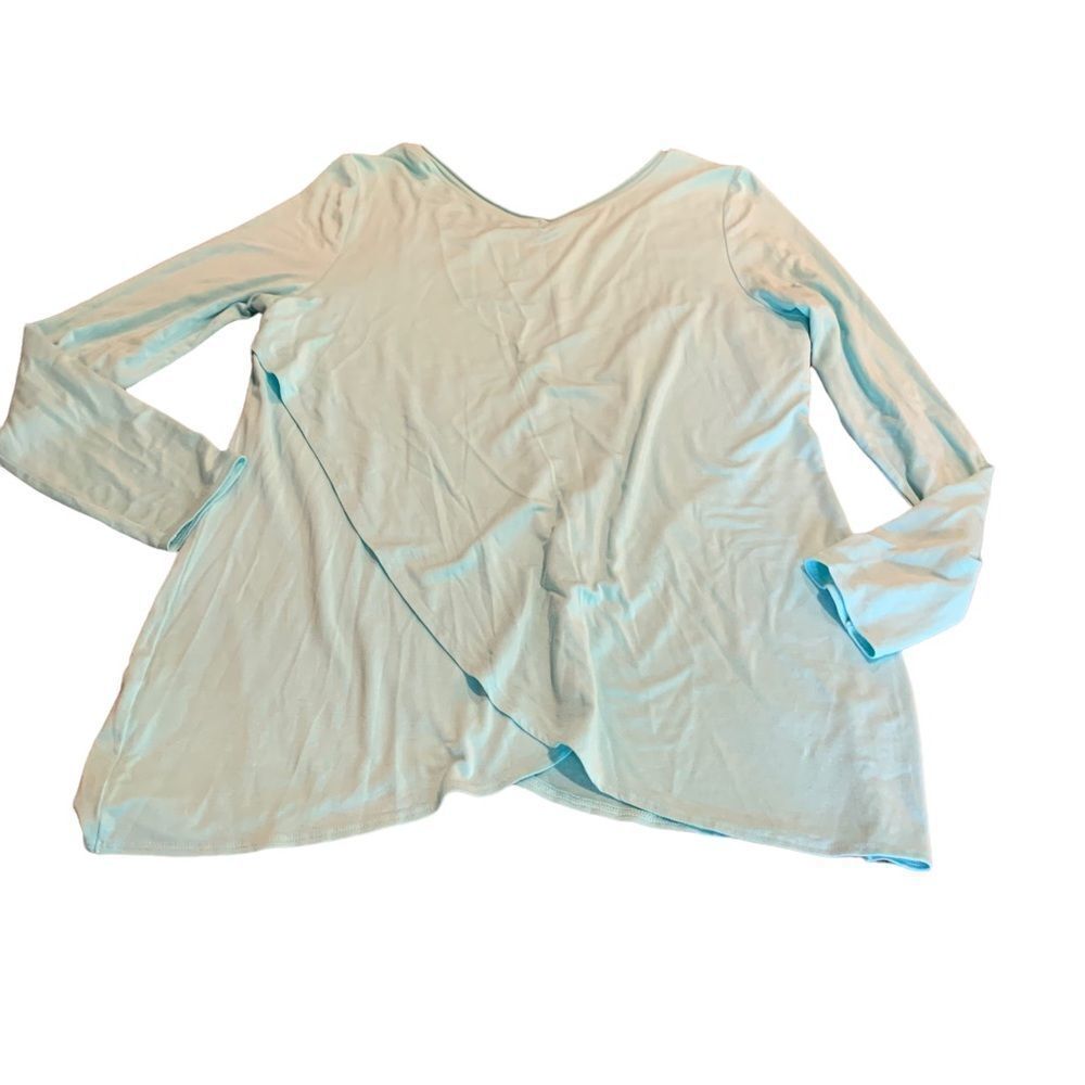 Soft Surroundings Aqua Scoop Neck Layered Top Large Asymmetrical